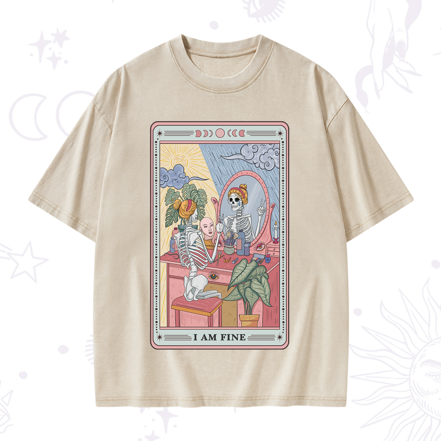 Purplehecate I Am Fine Tarot Card Washed T-Shirt