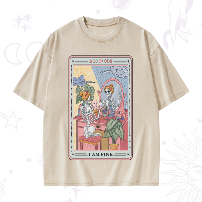 Purplehecate I Am Fine Tarot Card Washed T-Shirt