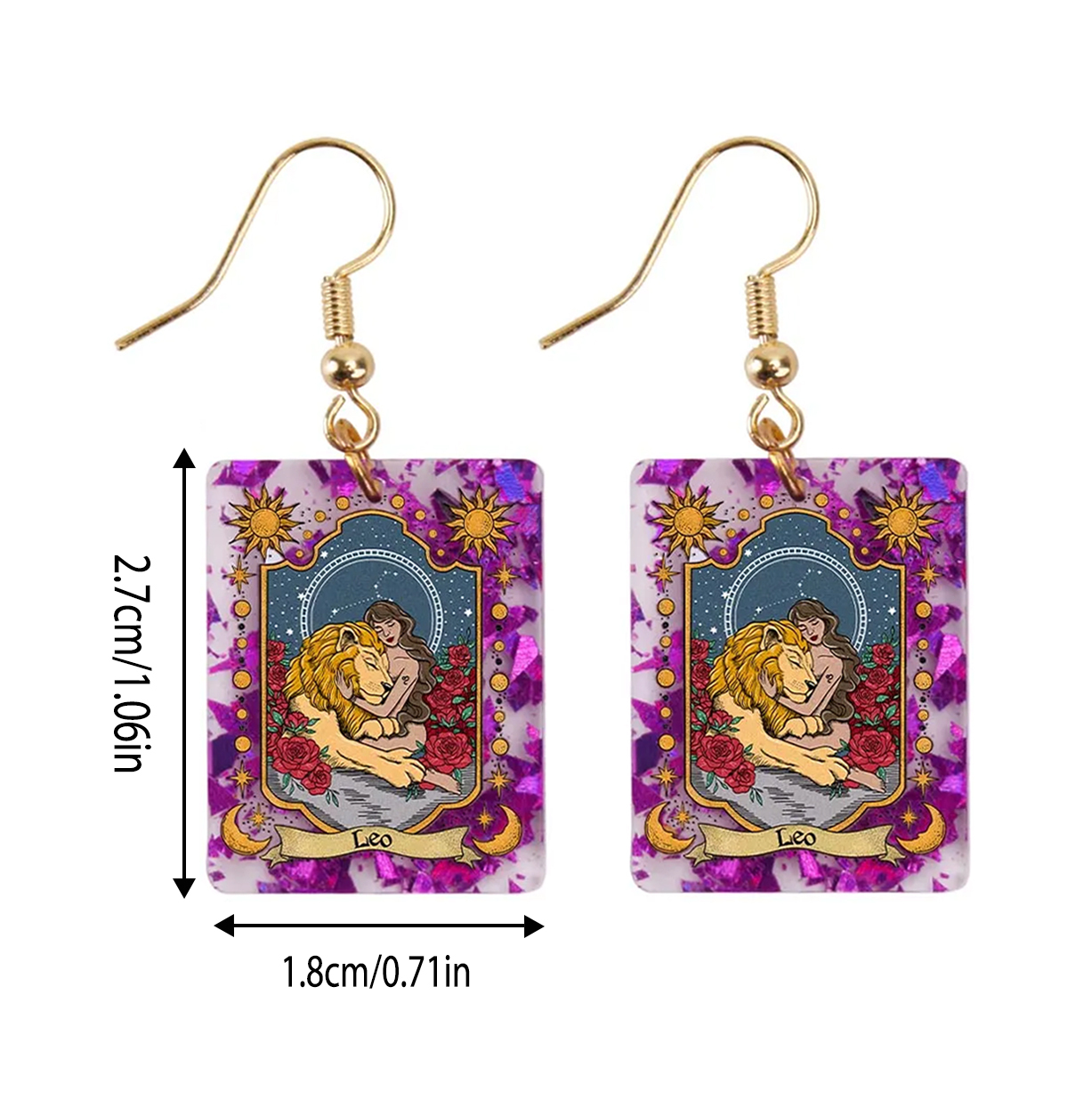 Purplehecate Leo Zodiac Purple fragments Acrylic Earrings