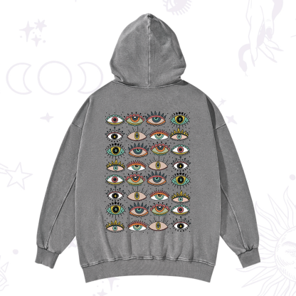 Purplehecate Evil Eye Pattern Washed Hoodie