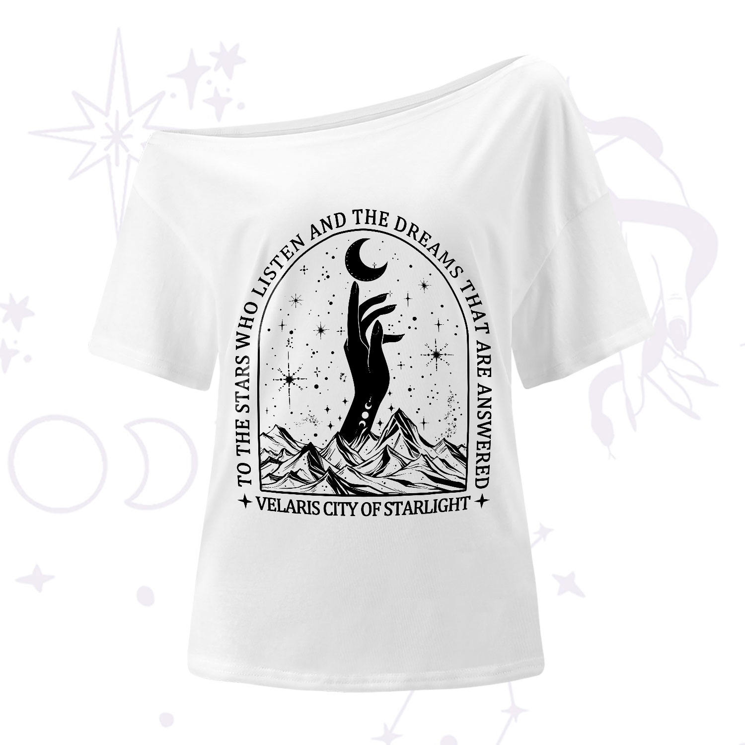 Purplehecate To The Stars Who Listen And The Dreams That Are Answered One-Shoulder T-Shirt