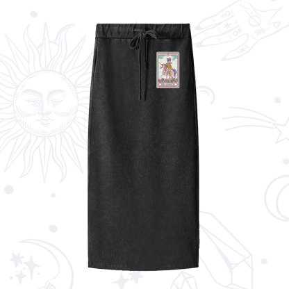 Purplehecate The Audacity Tarot Card Washed Drawstring Long Skirt