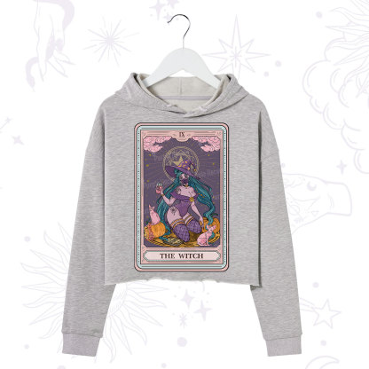 Purplehecate The Witch Tarot Halloween Crop Hoodie