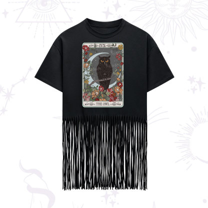 Purplehecate The Owl Tarot Fringe Hem T-Shirt