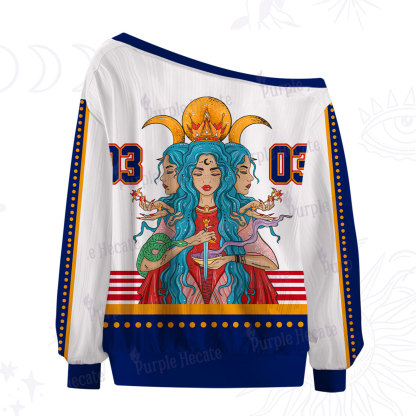 Purplehecate Triple Moon Goddess Hecate Off The Shoulder Graphic Jersey