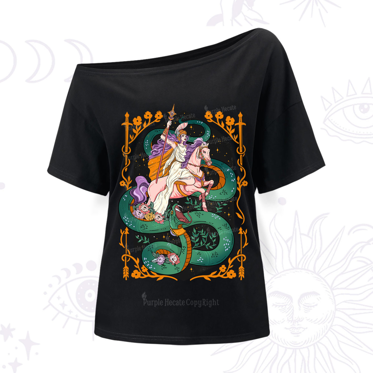 Purplehecate The Lady Knight and the Serpent One Shoulder T-Shir