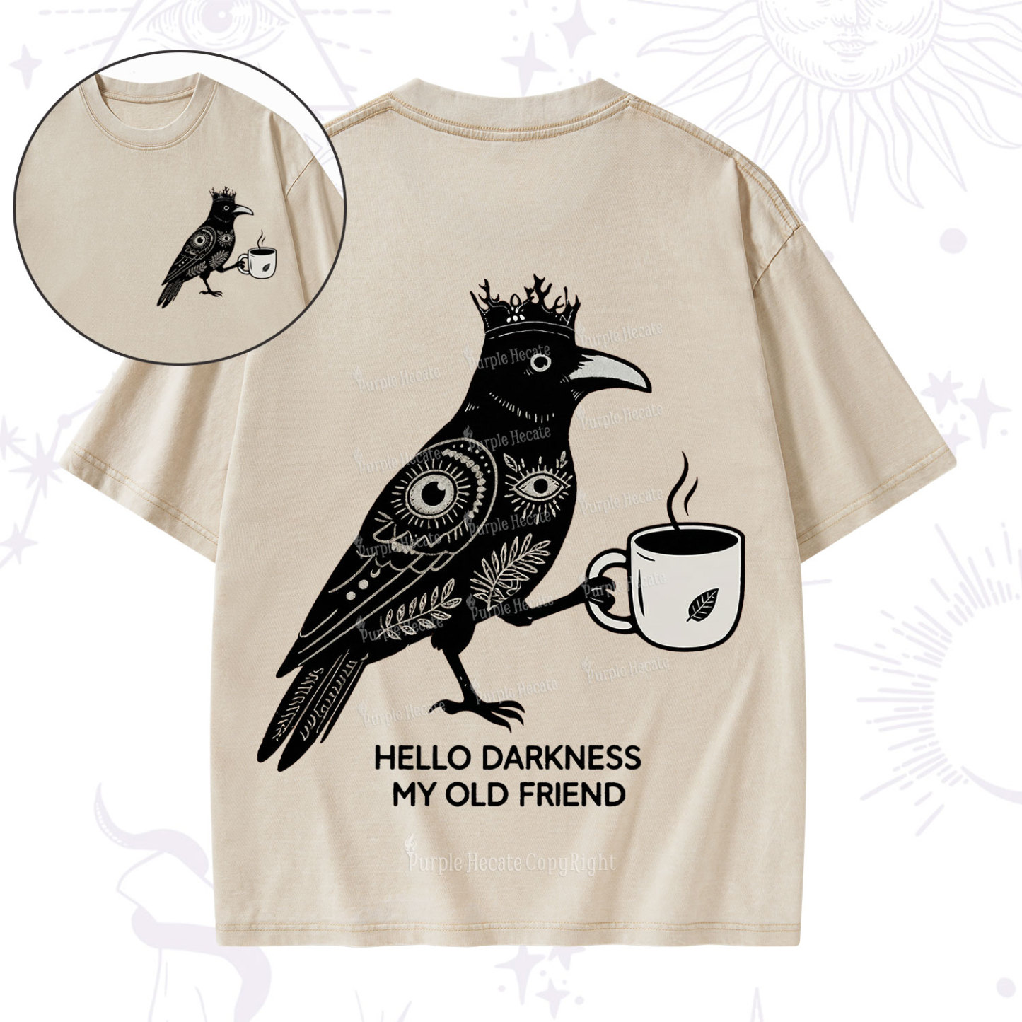 Purplehecate Hello Darkness My Old Friend Washed T-Shirt