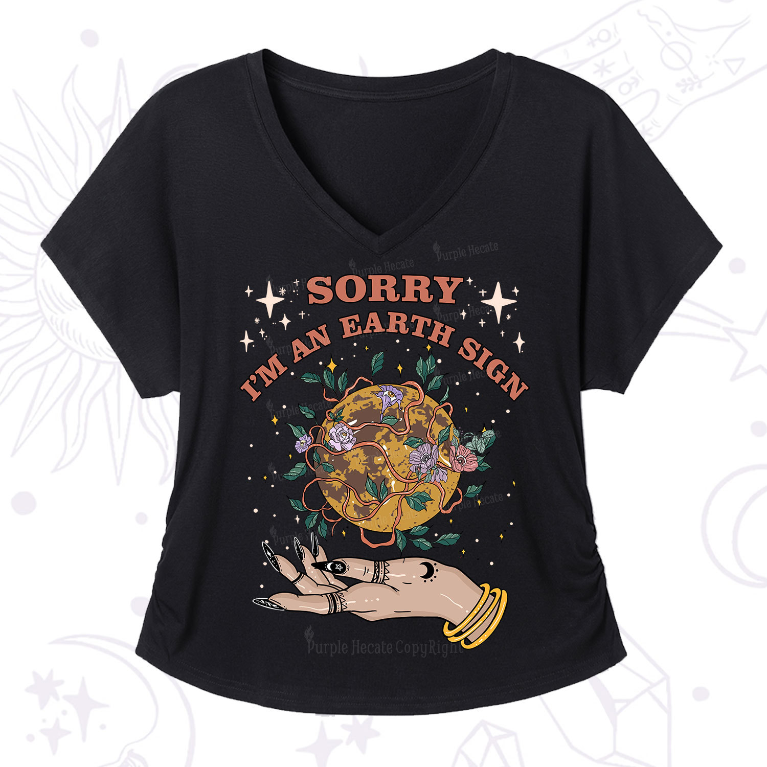 Purplehecate Sorry I'm A Earth Sign V-Neck T-Shirt