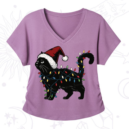 Purplehecate Cute Cat Christmas V-Neck T-Shirt