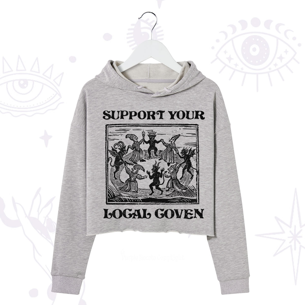 Purplehecate Support Your Local Coven Crop Hoodie