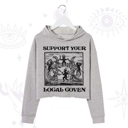 Purplehecate Support Your Local Coven Crop Hoodie