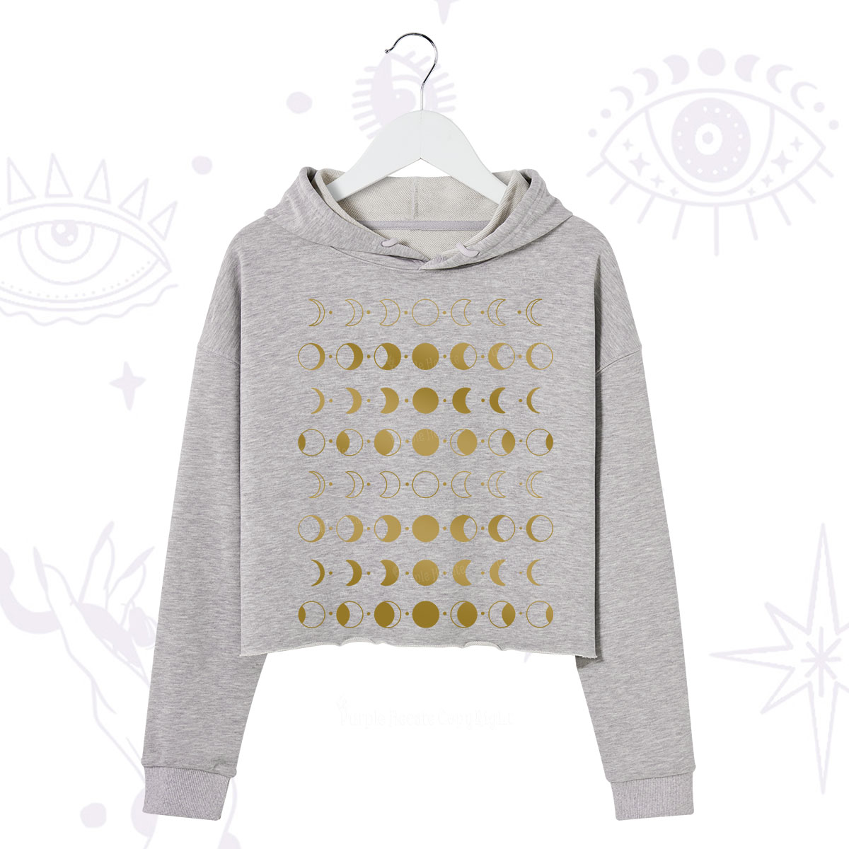 Purplehecate Phases Of Moon Crop Hoodie