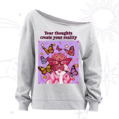 Purplehecate Create Your Reality Off The Shoulder Sweatshirt