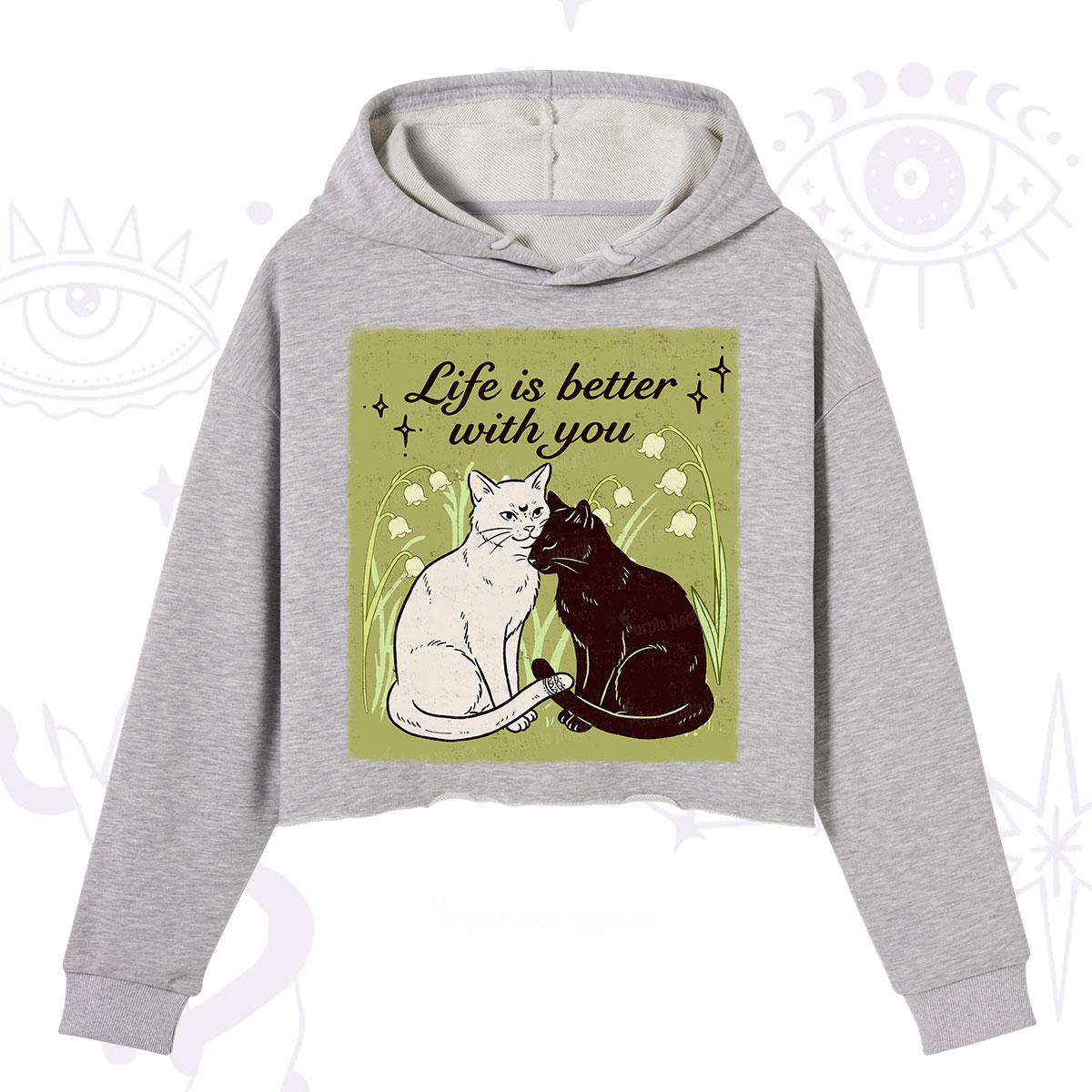 Purplehecate Life Is Better With a Cat Crop Hoodie