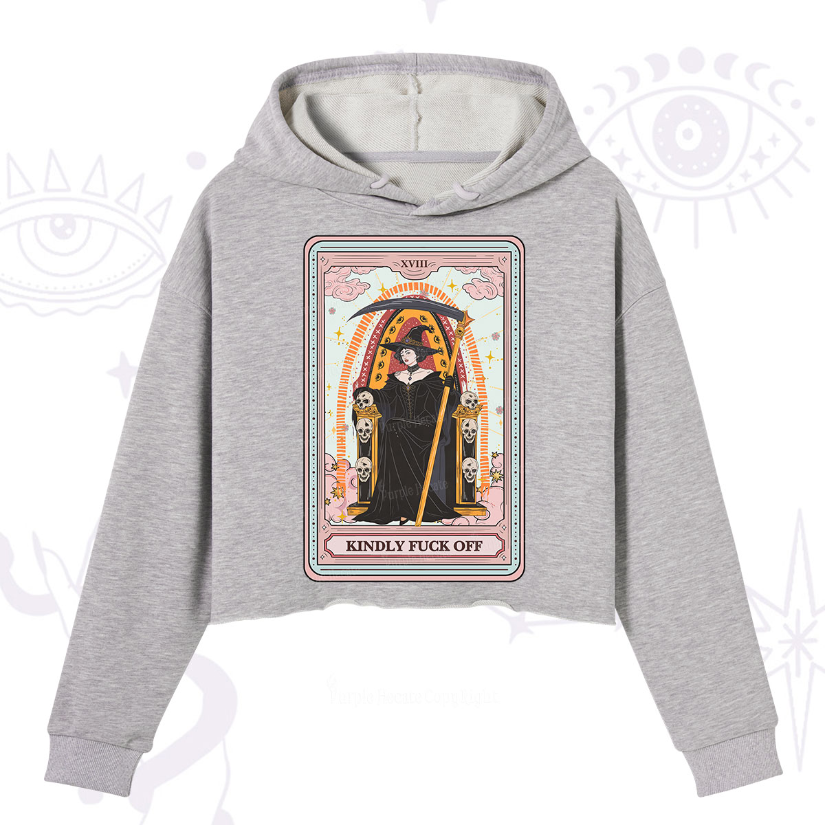 Purplehecate The Kindly Fuck Off Tarot Crop Hoodie