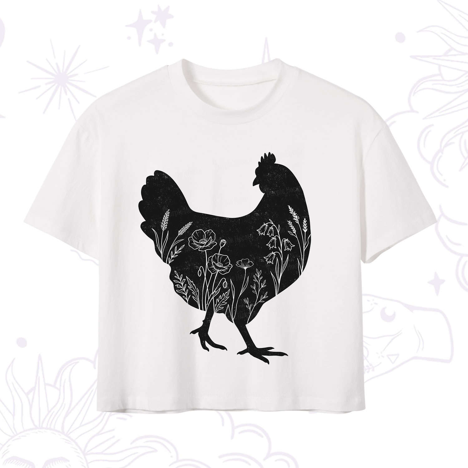 Purplehecate Floral Chicken Crop T-Shirt
