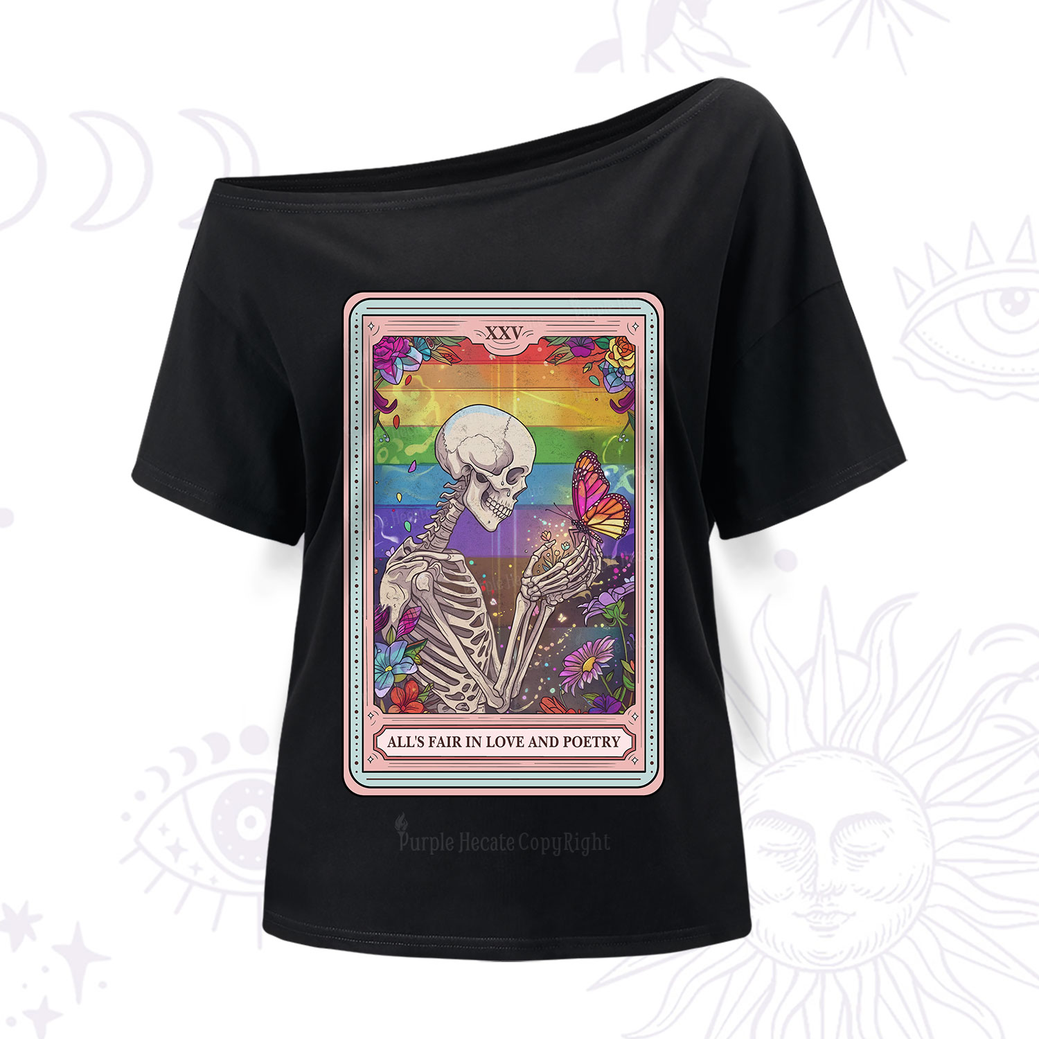 Purplehecate The All's Fair in Love and Poetry Skeleton Tarot One Shoulder T-Shirt