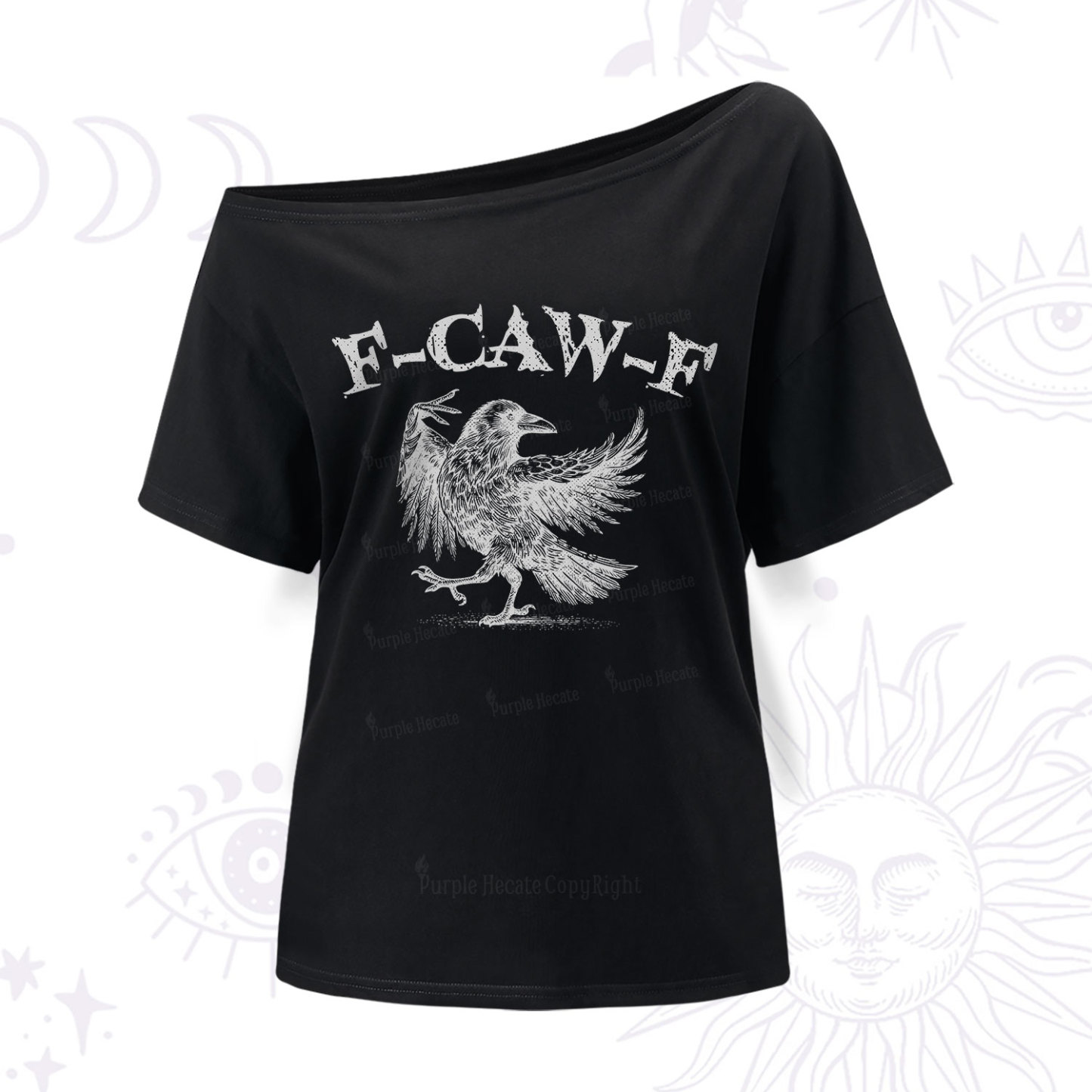 Purplehecate F-caw-f Crow One Shoulder T-Shirt