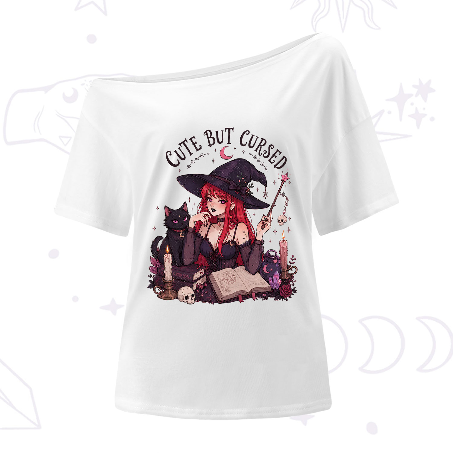 Purplehecate Cute But Cursed Witch One Shoulder T-Shirt