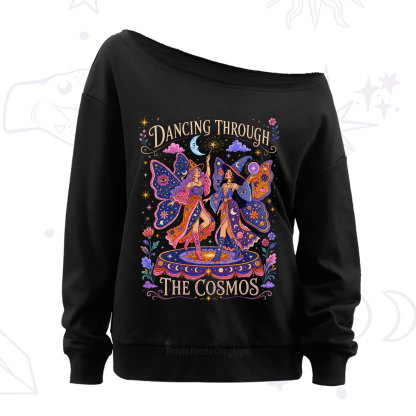 Purplehecate Dancing Through the Cosmos Off The Shoulder Sweatshirt
