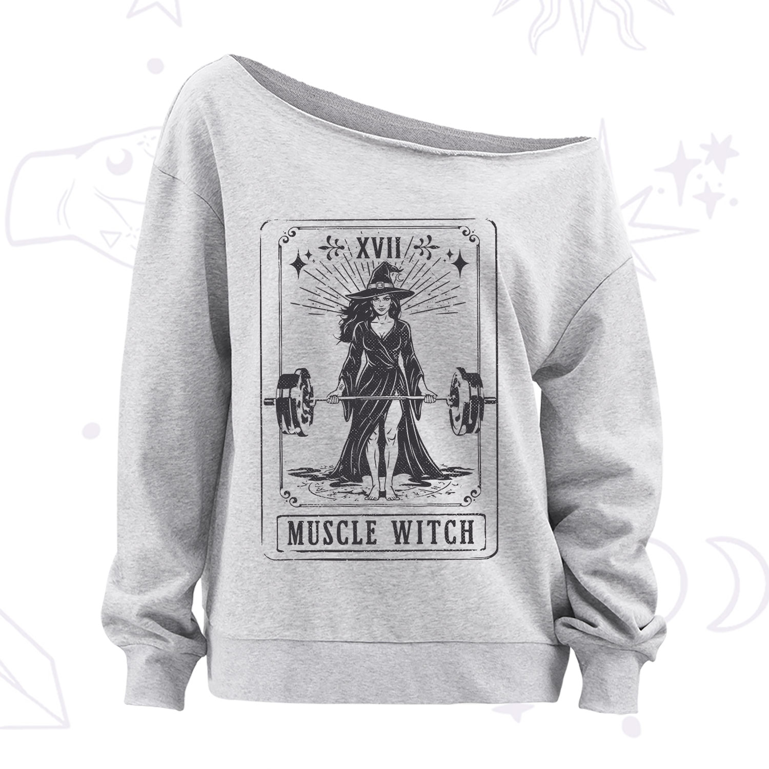 Purplehecate The Muscle With Tarot Off The Shoulder Sweatshirt
