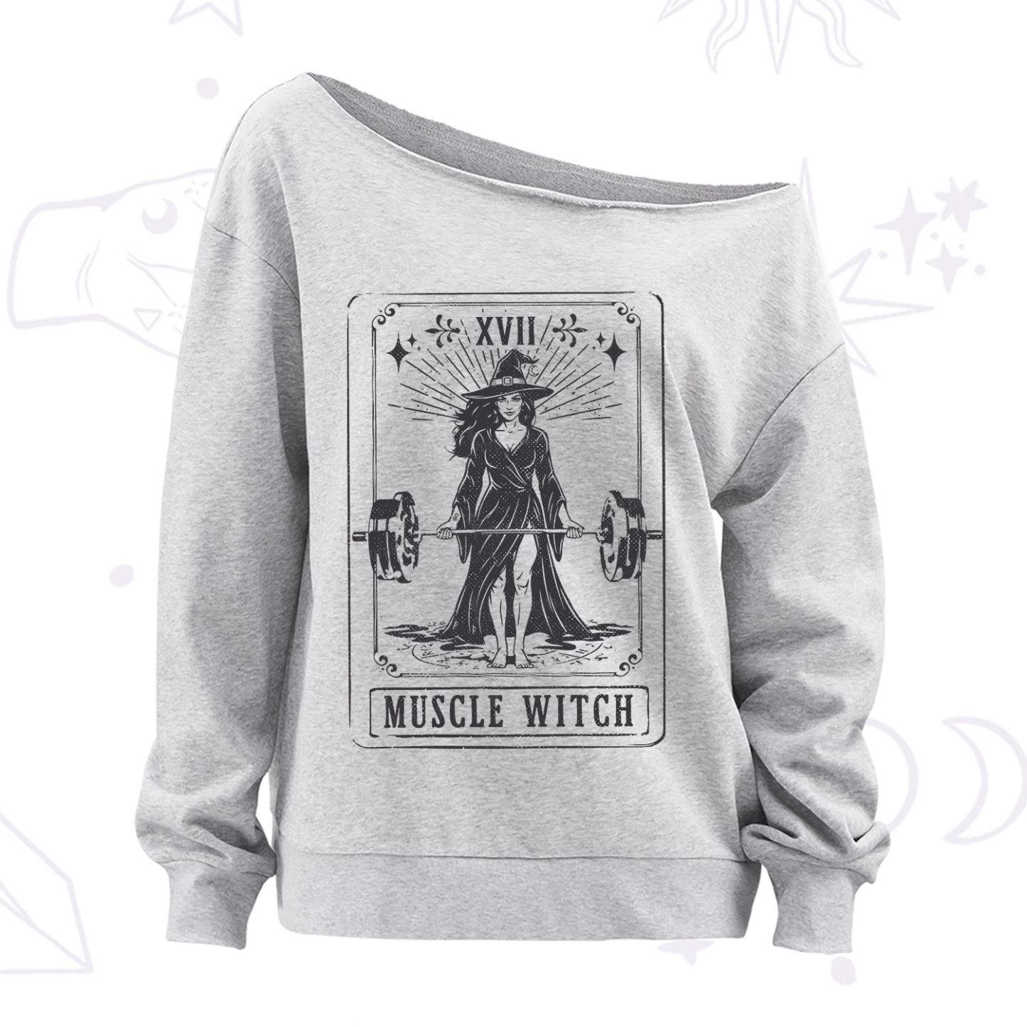 Purplehecate The Muscle With Tarot Off The Shoulder Sweatshirt