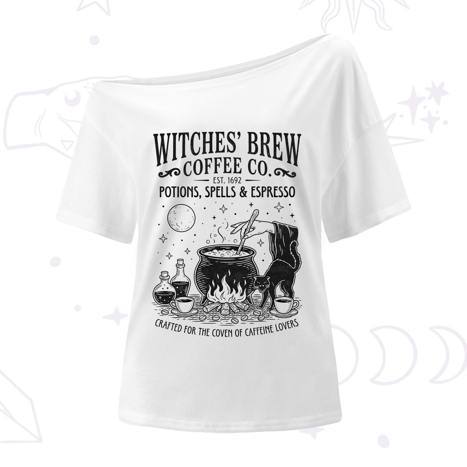 Purplehecate Witches' Brew Coffee Club One Shoulder T-Shirt