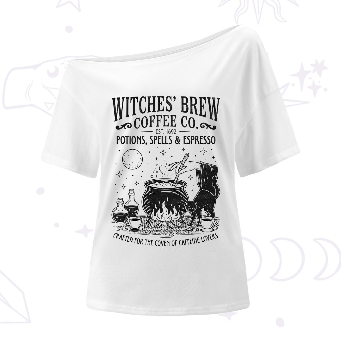 Purplehecate Witches' Brew Coffee Club One Shoulder T-Shirt