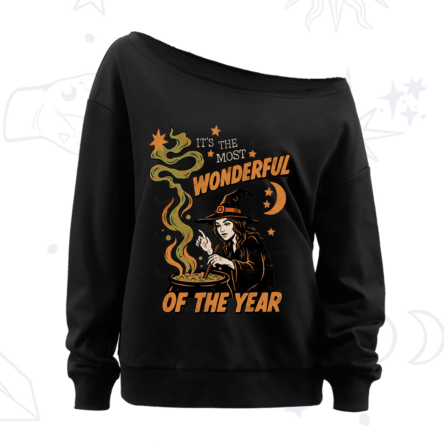 Purplehecate Is The Most Wonderful Time Halloween Off The Shoulder Sweatshirt
