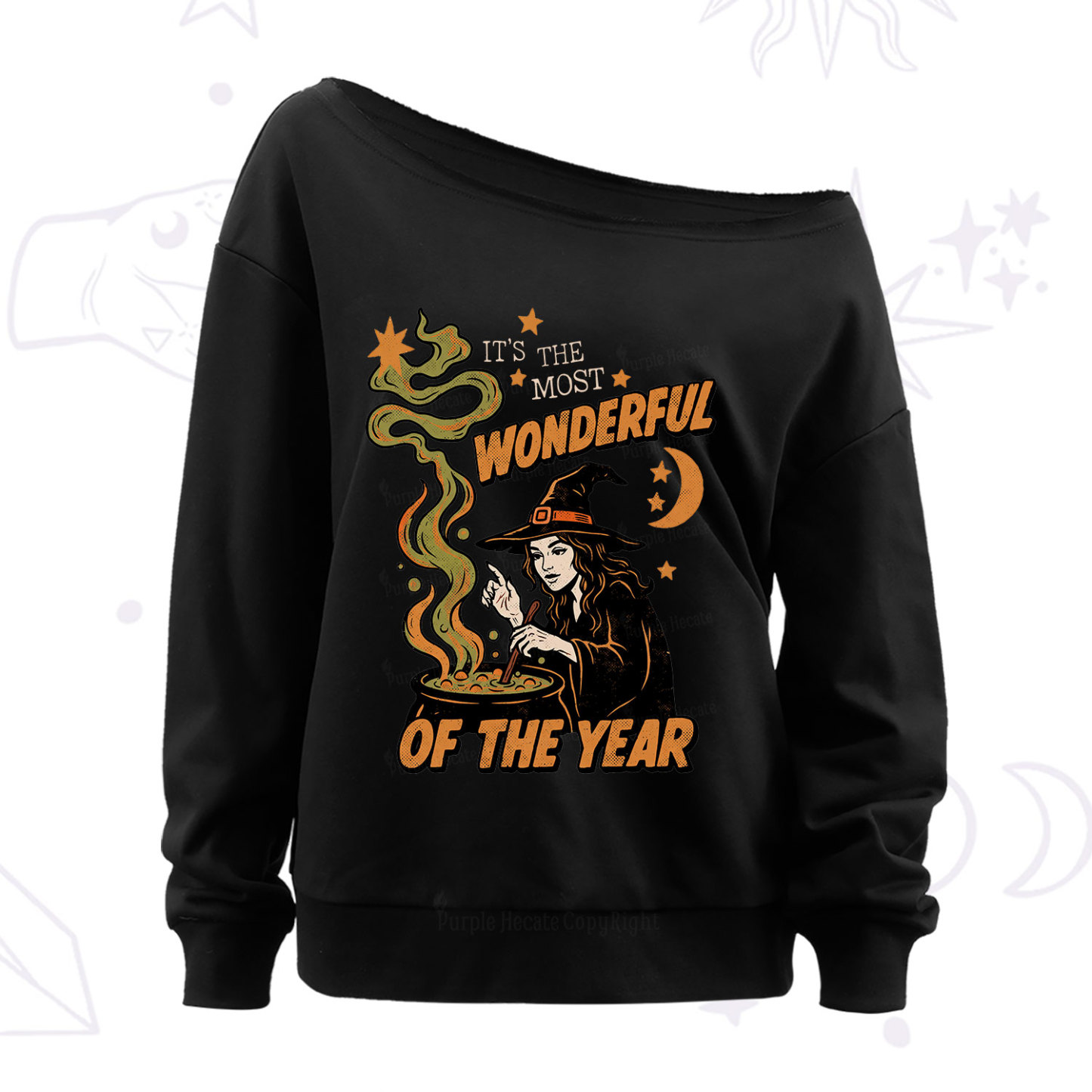 Purplehecate Is The Most Wonderful Time Halloween Off The Shoulder Sweatshirt