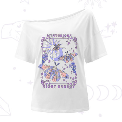 Purplehecate Mysterious Night Energy Moth One Shoulder T-Shirt