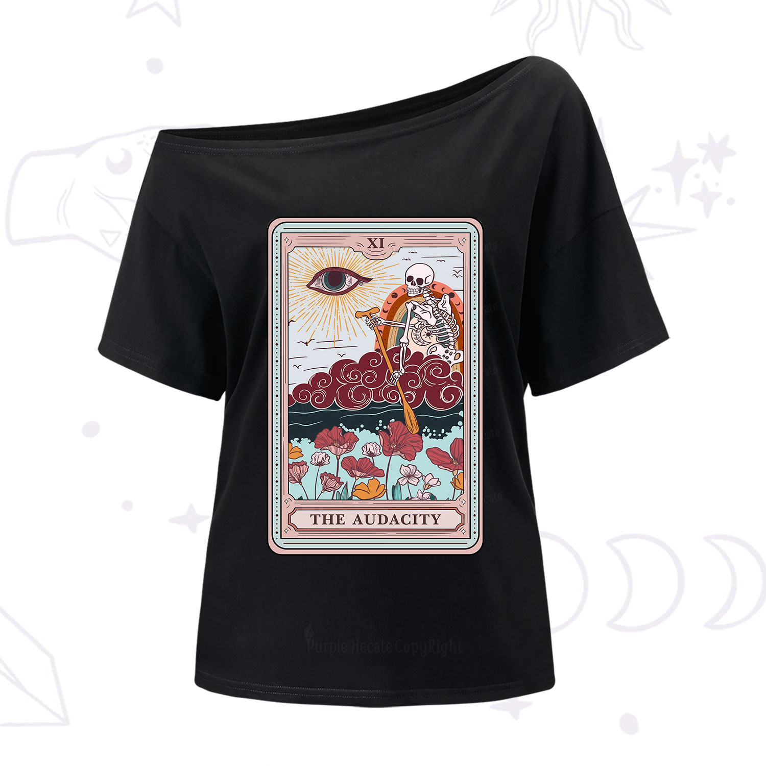 Purplehecate The Audacity Tarot Card One Shoulder T-Shirt