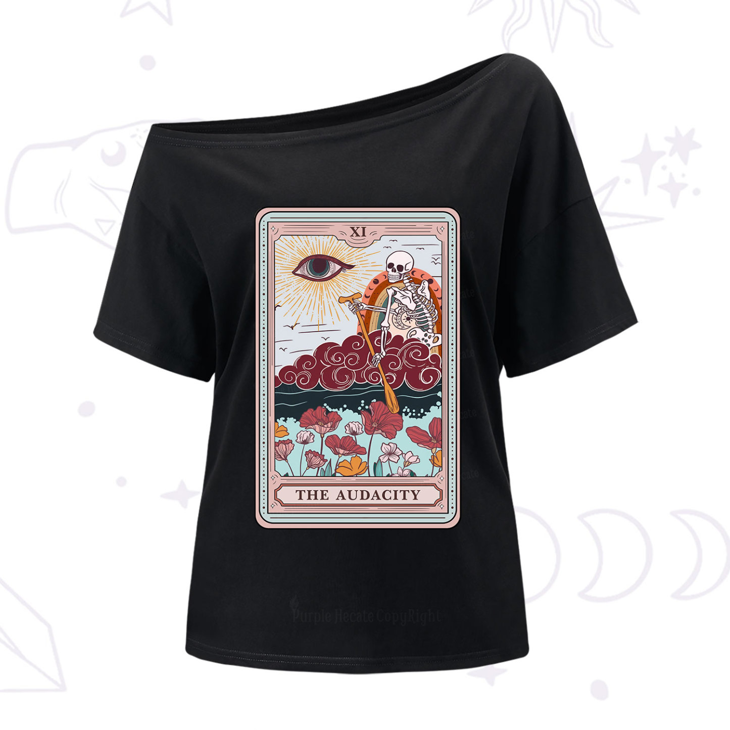 Purplehecate The Audacity Tarot Card One Shoulder T-Shirt