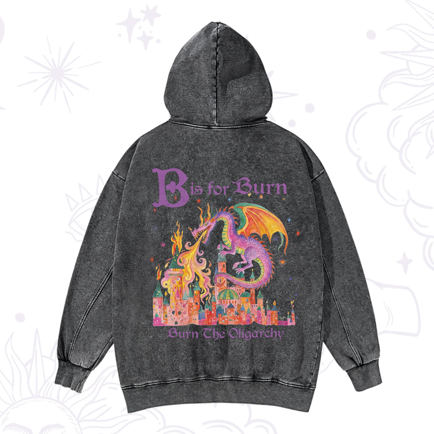 Purplehecate Burn The Oligarchy Washed Hoodie