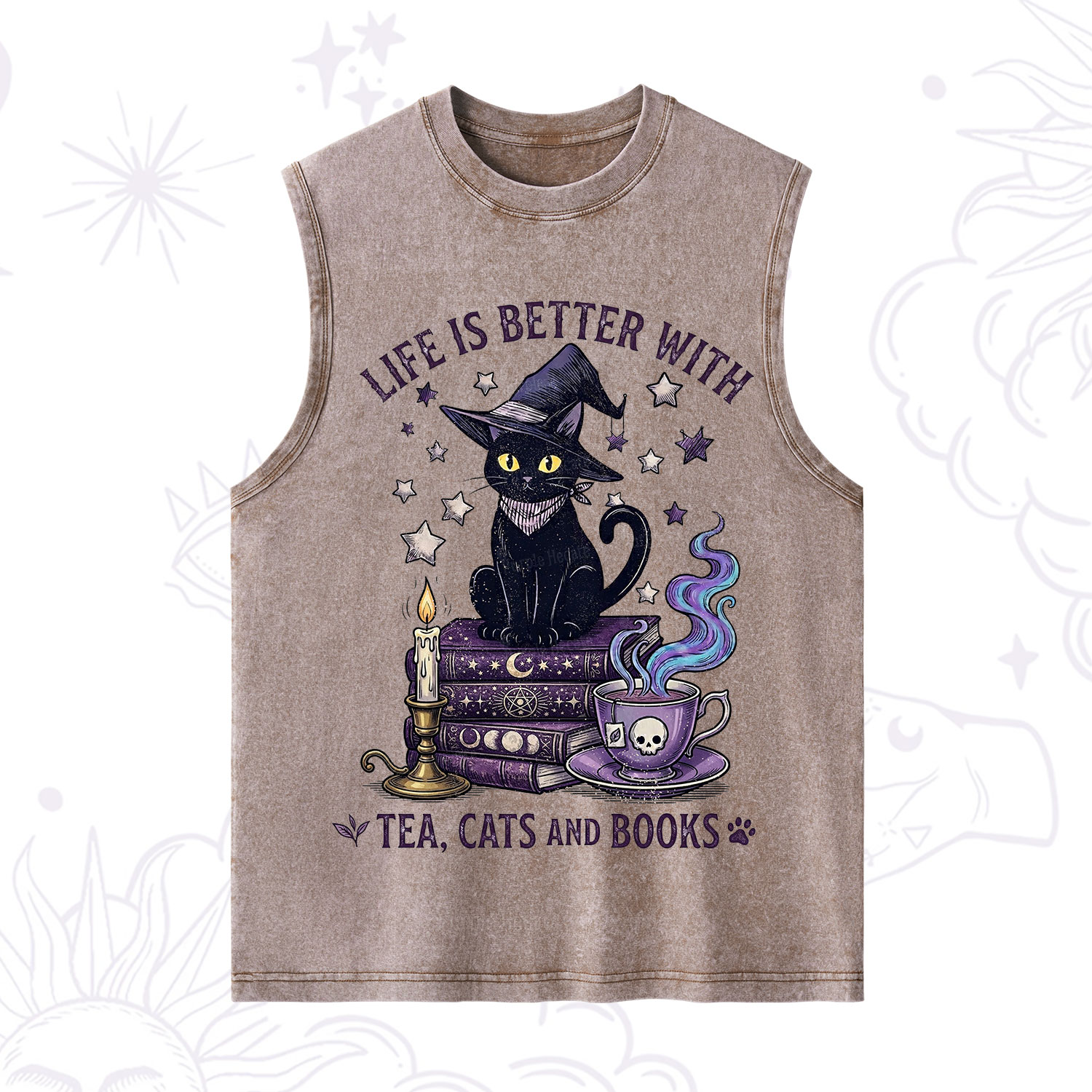 Purplehecate Life Is Better With Cats And Books Washed Tank