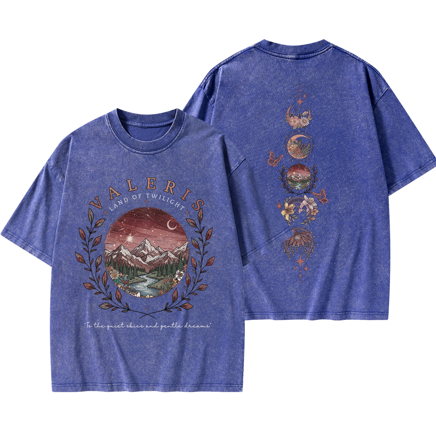 Purplehecate Mystic Mountain Moon Phases Washed T-Shirt
