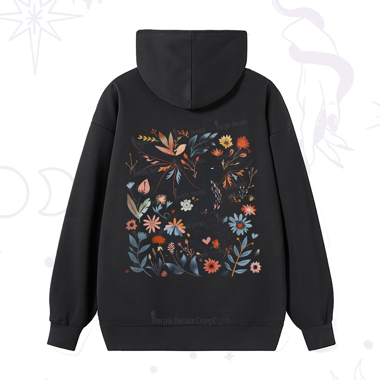 Purplehecate Vintage Fantasy Wyvern Bookish Hoodie