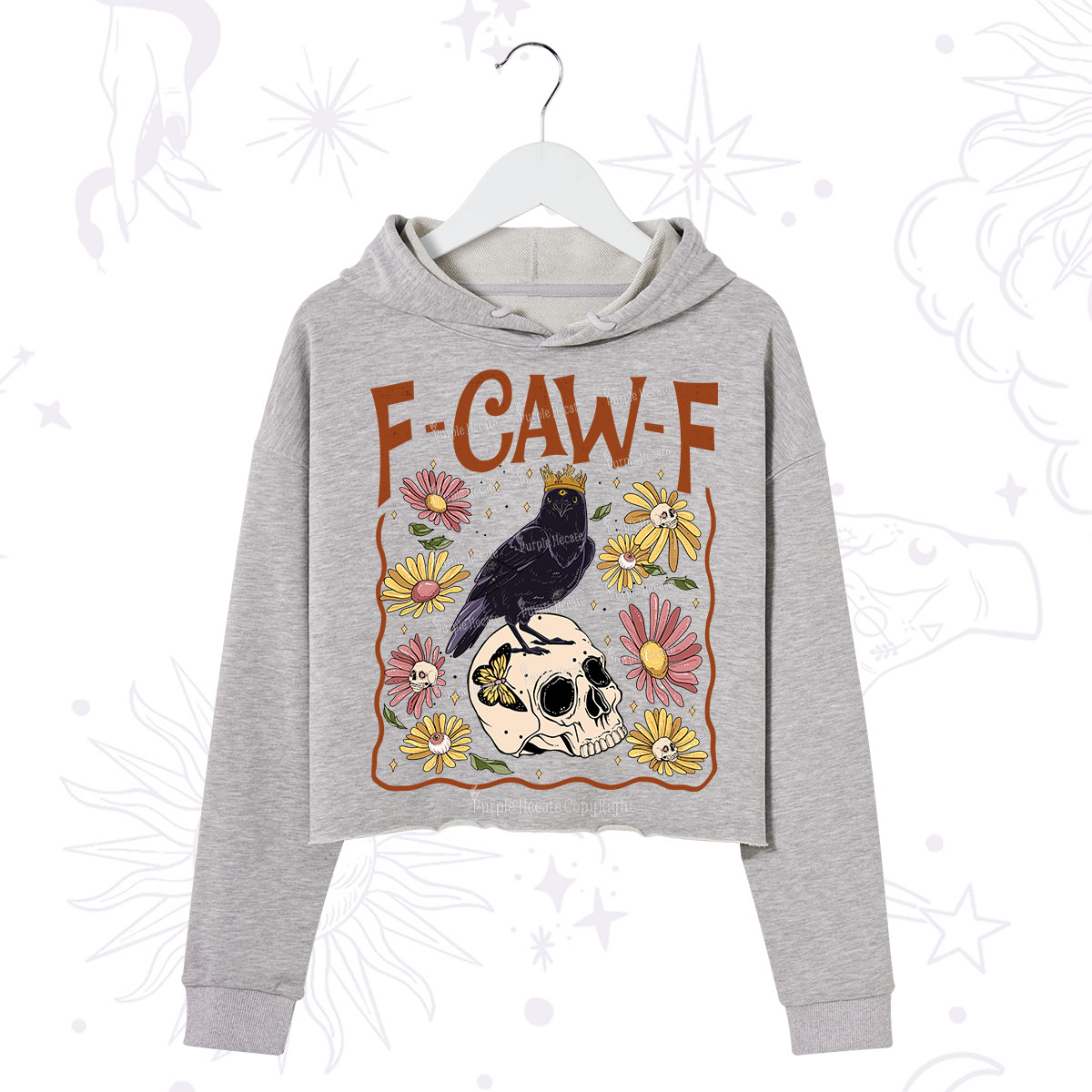 Purplehecate Funny F-Caw-F Crow Crop Hoodie