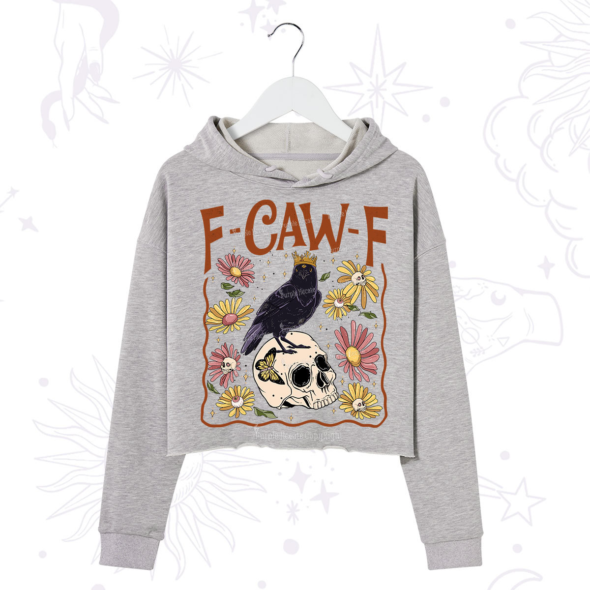 Purplehecate Funny F-Caw-F Crow Crop Hoodie