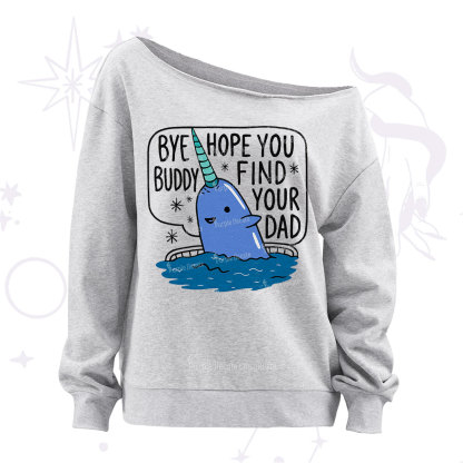 Purplehecate Good Luck Buddy Whale Christmas Off The Shoulder Sweatshirt