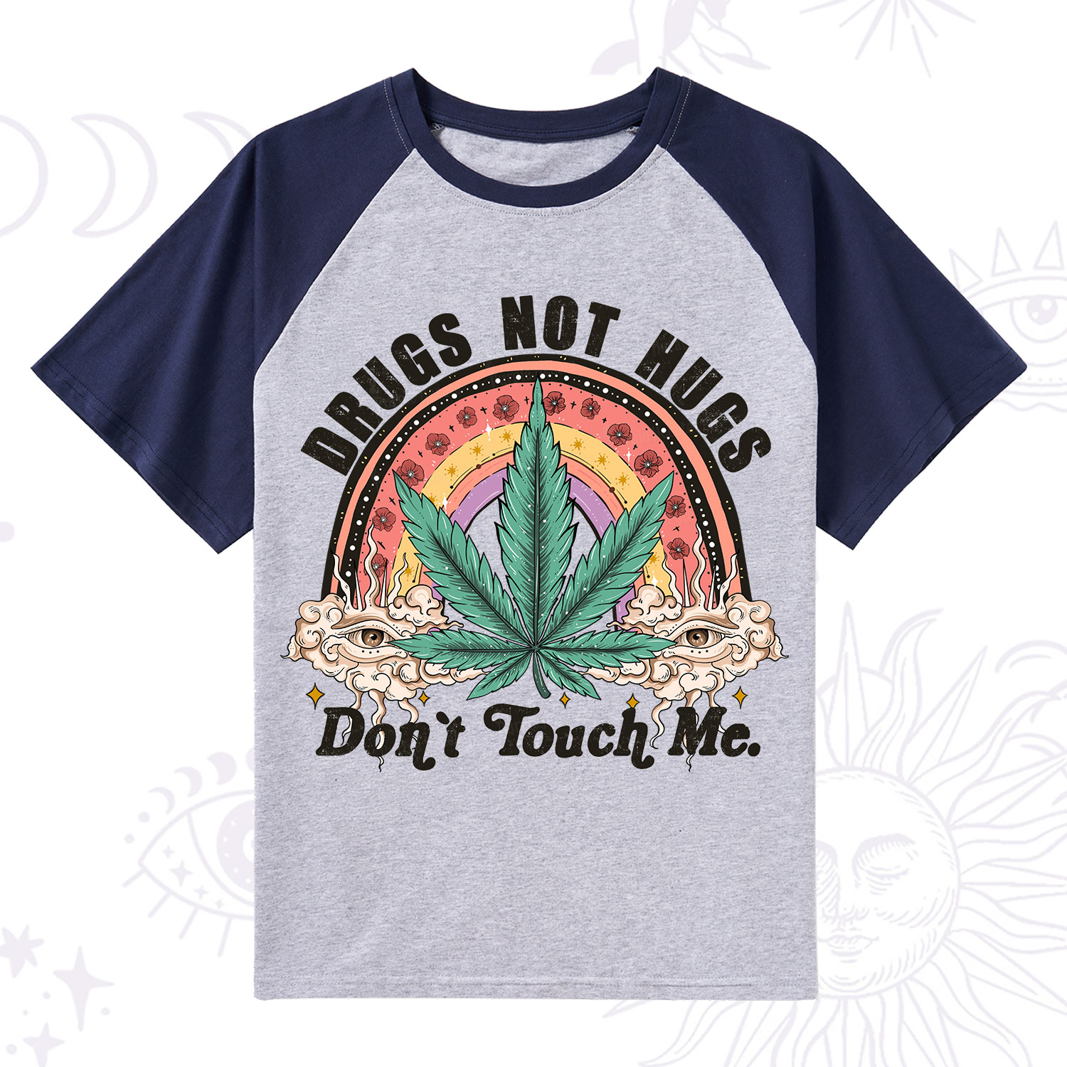 Purplehecate Drugs Not Hugs Raglan Short Sleeve T‑Shirt