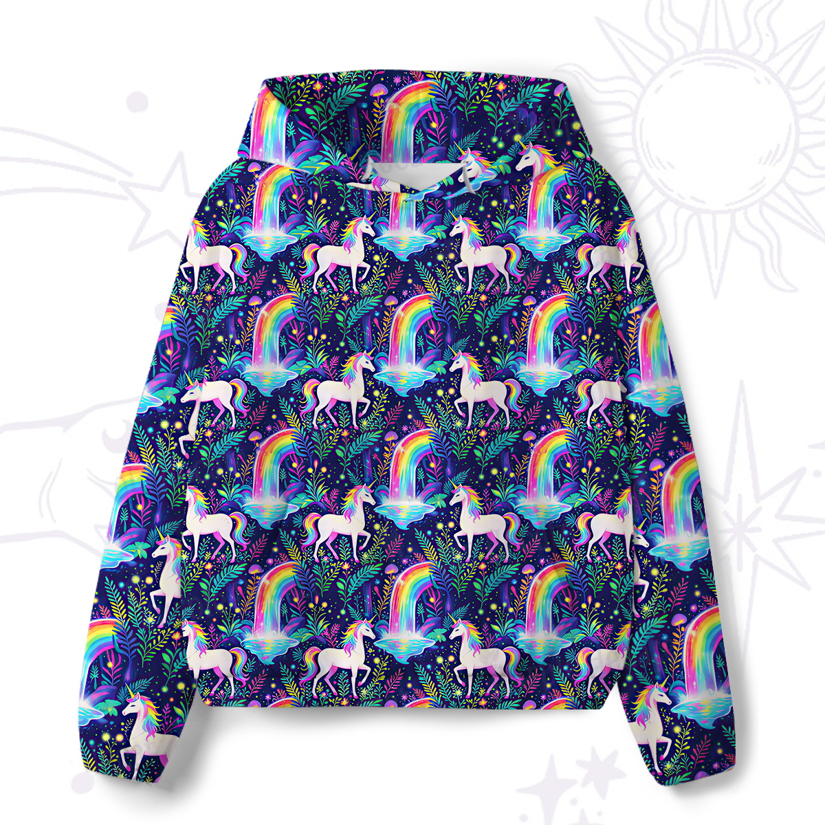 Purplehecate Rainbow Forest Unicorn Magic All-Over Print Hoodie