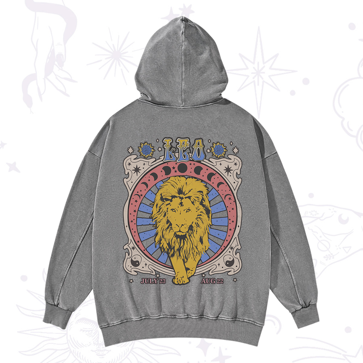 Purplehecate Leo Crew Zodiac Washed Hoodie