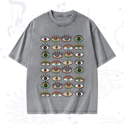 Purplehecate Evil Eye Pattern Washed T-Shirt