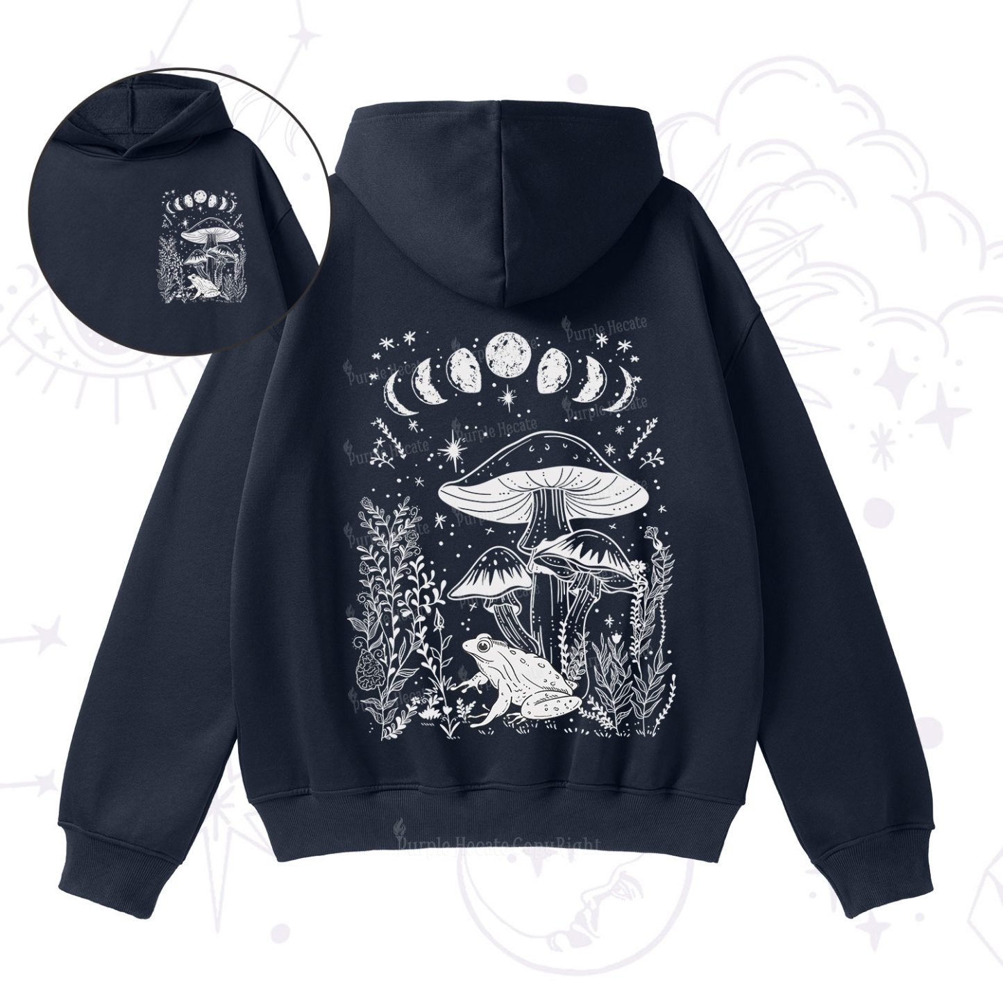 Purplehecate Celestial Frog Mushrooms Fleece Hoodie Suit