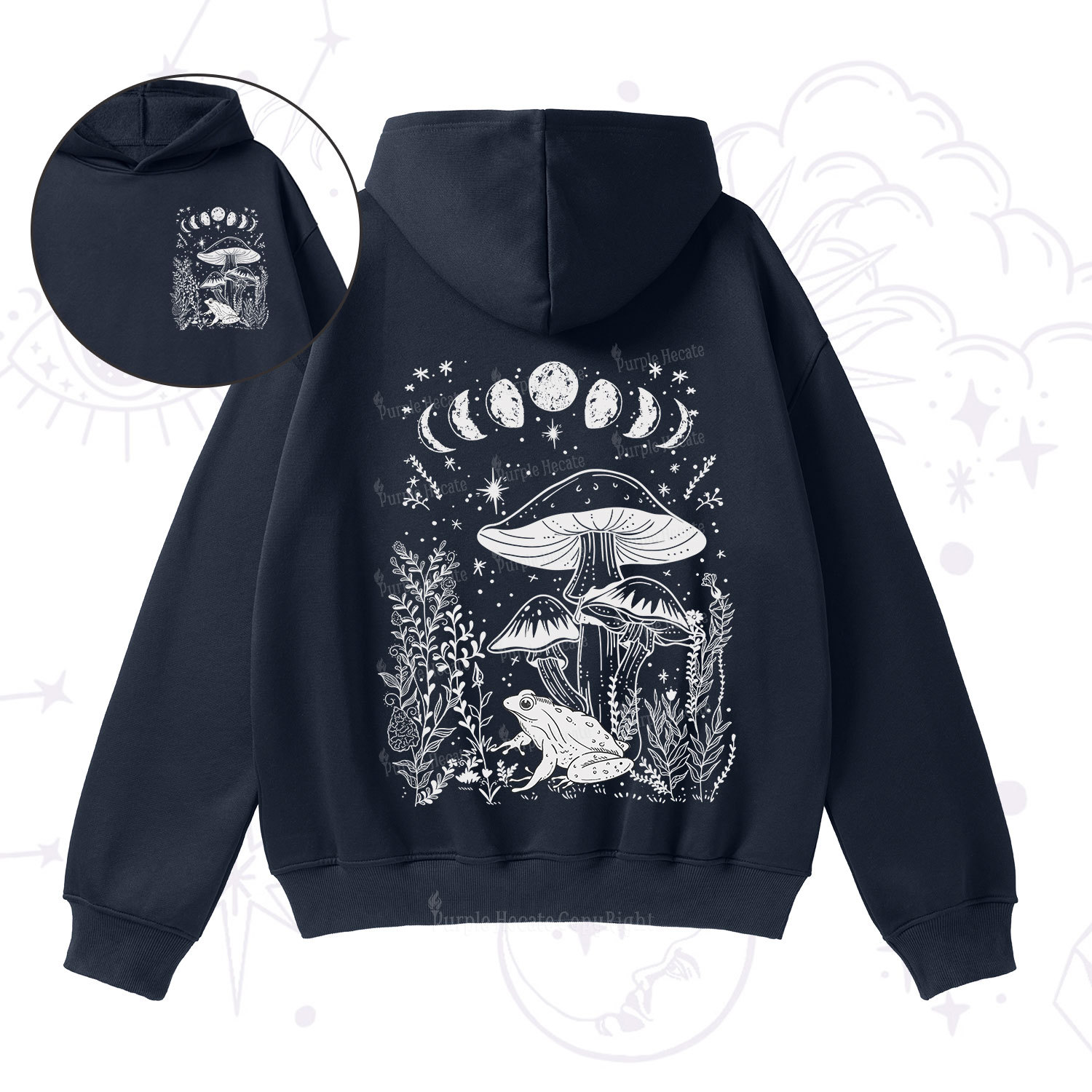 Purplehecate Celestial Frog Mushrooms Fleece Hoodie Suit