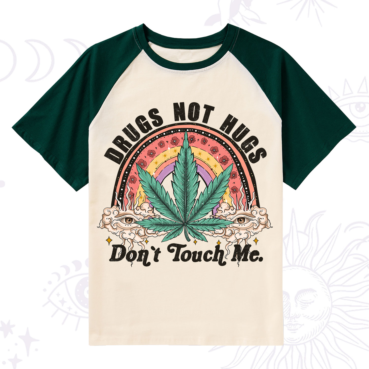 Purplehecate Drugs Not Hugs Raglan Short Sleeve T‑Shirt