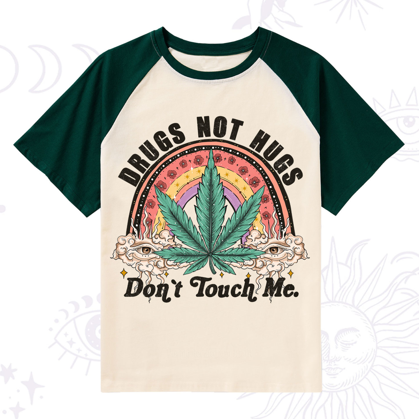 Purplehecate Drugs Not Hugs Raglan Short Sleeve T‑Shirt