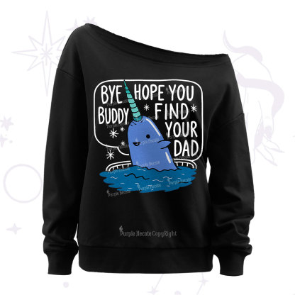 Purplehecate Good Luck Buddy Whale Christmas Off The Shoulder Sweatshirt