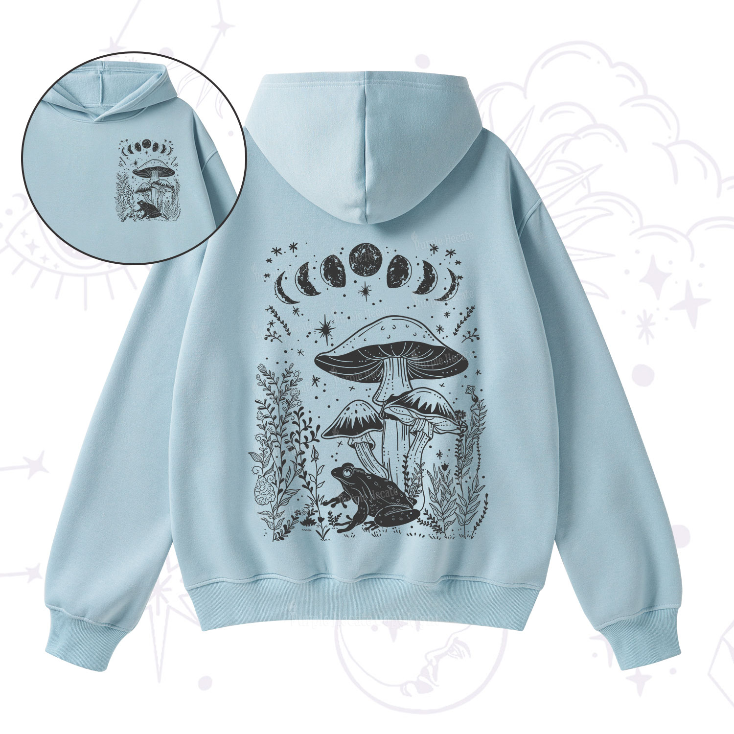 Purplehecate Celestial Frog Mushrooms Fleece Hoodie Suit